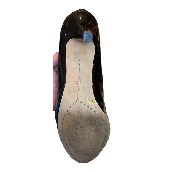Vince Camuto Black Peep Toe Patent Leather Heels Sz 7 - Picture 8 of 10